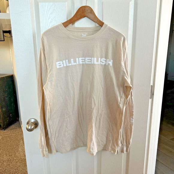 billie eilish don't smile at me beige long sleeve unisex t-shirt size large 2019 - Picture 1 of 5